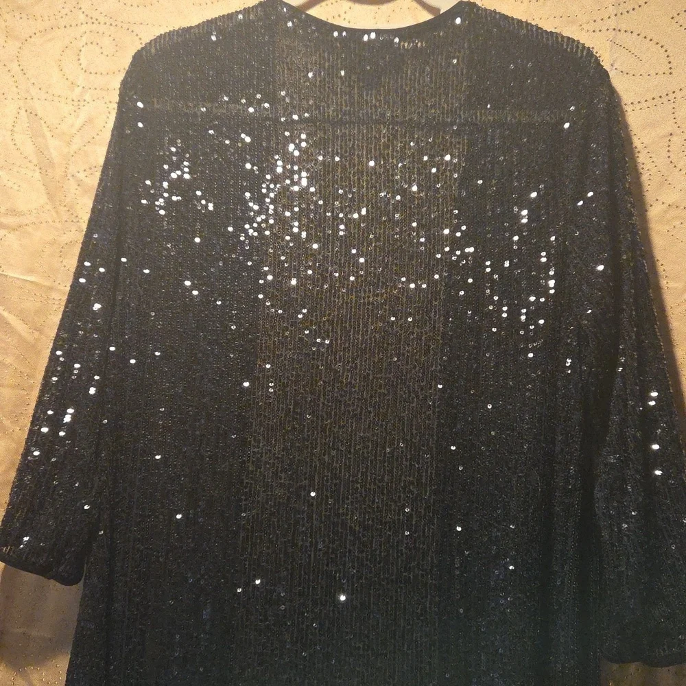 RONNI NICOLE Studio Black Sequin Cape( NEW No Tag) Sz L. - Picture 8 of 8